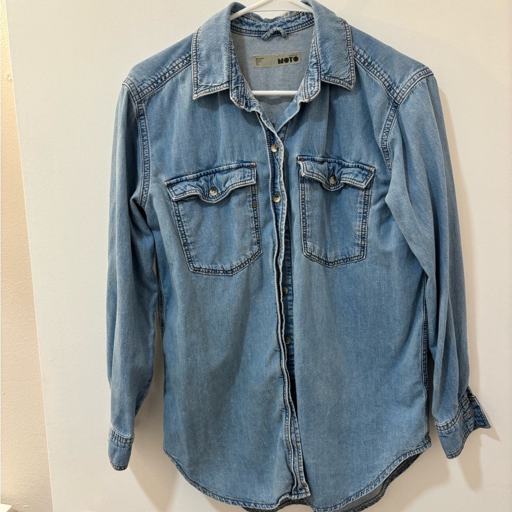 Moto Light Blue Denim Shirt
